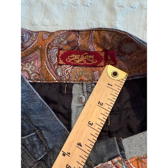 One Love Gray Denim Shorts – Size 4 – Button Front, Cuffed Hem, Paisley Lining - Picture 3 of 6